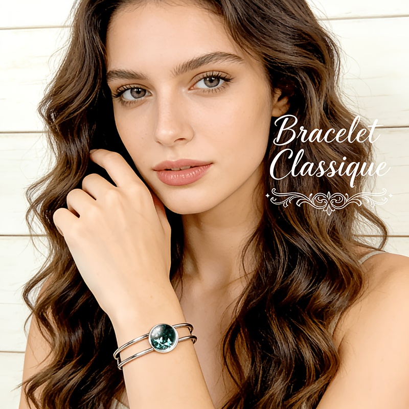 Women's Adjustable Open Bangle with Blue Firework Night Sky Design